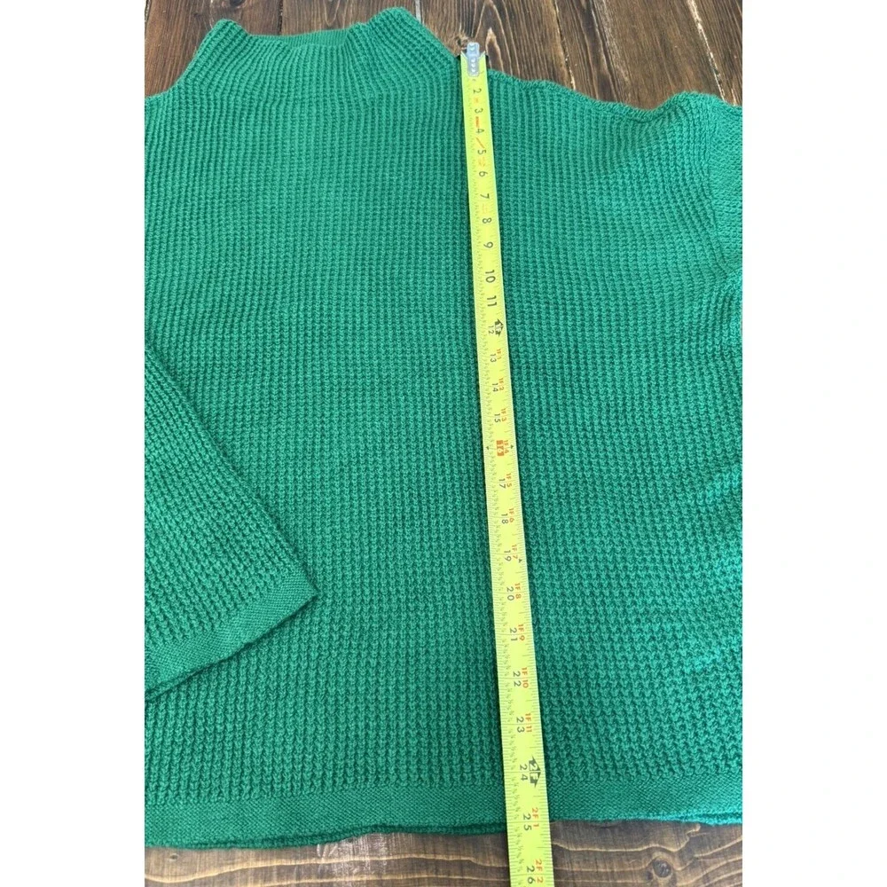 J. JILL Women's PLUS 2X Green Waffle Knit Mock Neck Sweater Relaxed Fit